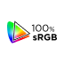 Icône de précision colorimétrique 100 % sRGB illustrant un rendu visuel fidèle et réaliste