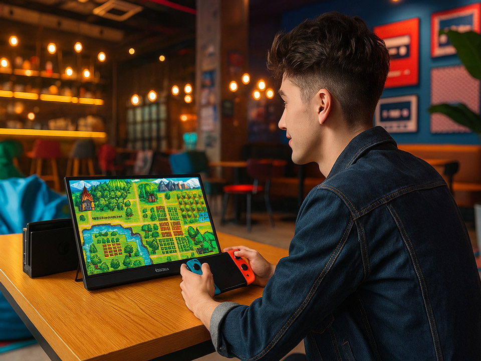 A játékosok bárhol kényelmesen játszhatnak egy hordozható gamer monitorral.